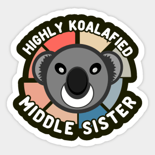 Koala Bear Highly Koalafied Middle Sister Text White Sticker